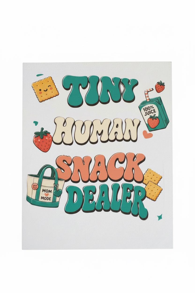 Tiny Human Snack Dealer Sign – Mom Kitchen Decor, Playroom Art, Parent Humor The Bargains Basement