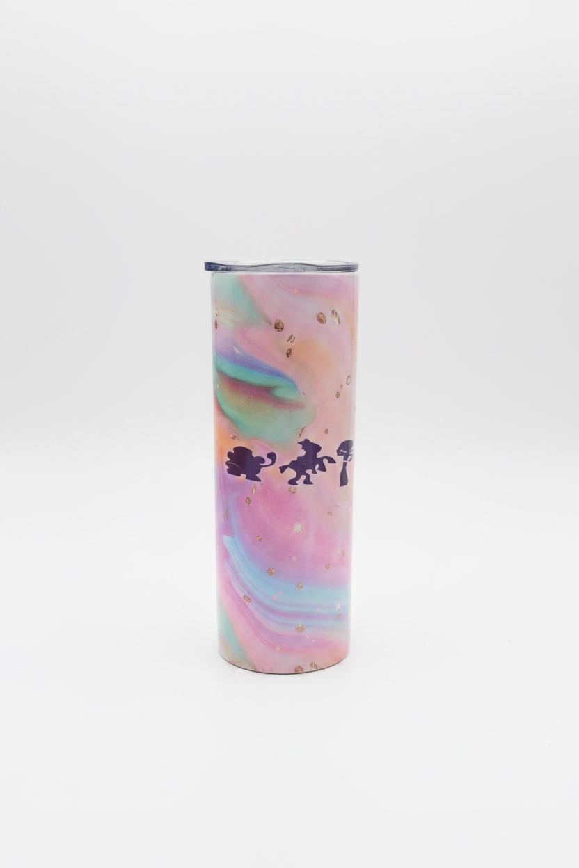 Stainless Steel Tumbler with Stainless Straw – Pastel Fantasy Silhouette Design The Bargains Basement