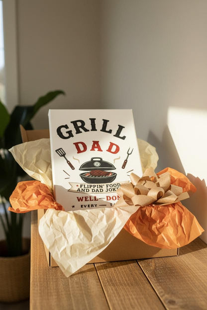 Grill Dad Sign | Flippin' Food Dad Jokes Decor | BBQ Master Gift The Bargains Basement