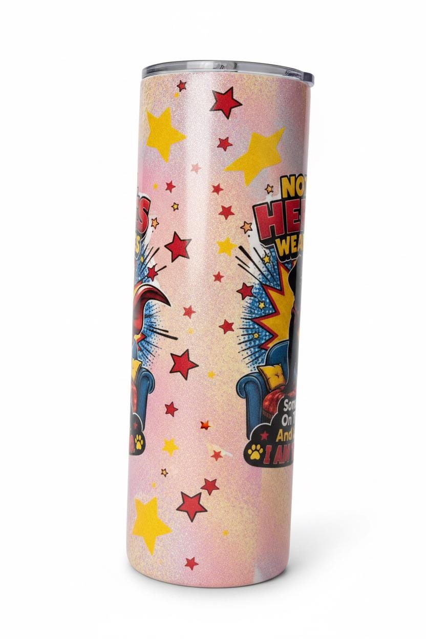 Superhero Pug Tumbler • Not All Heroes Wear Capes • 20oz Stainless Steel Cup The Bargains Basement