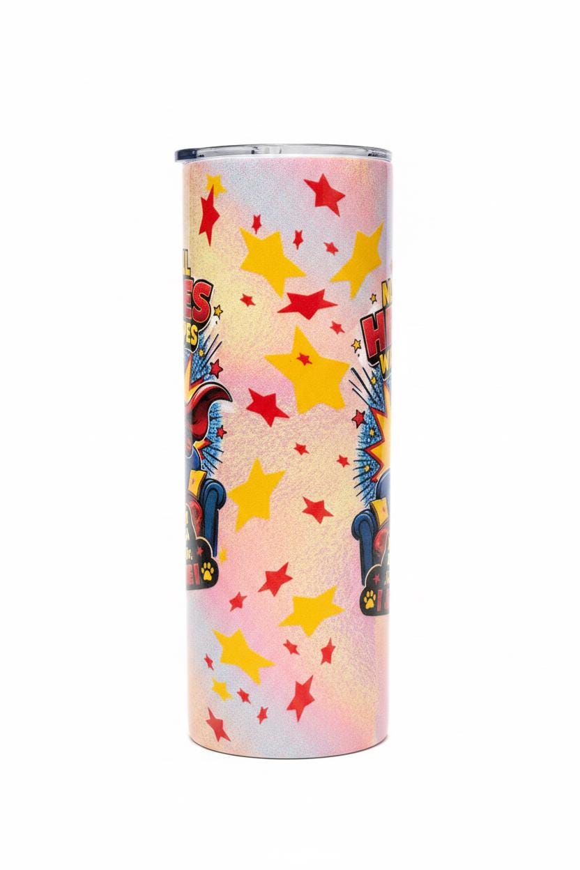 Superhero Pug Tumbler • Not All Heroes Wear Capes • 20oz Stainless Steel Cup The Bargains Basement