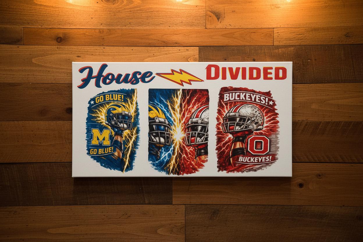 House Divided Michigan Wolverines vs Ohio State Buckeyes Canvas Sign The Bargains Basement