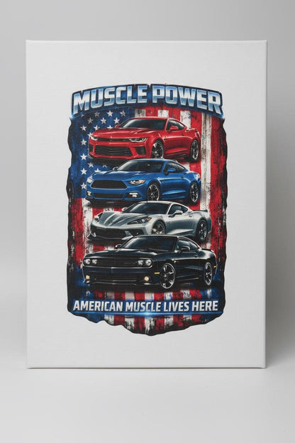 MUSCLE POWER – 8×10 American Muscle Car Canvas | Garage Wall Art | Automotive Decor The Bargains Basement