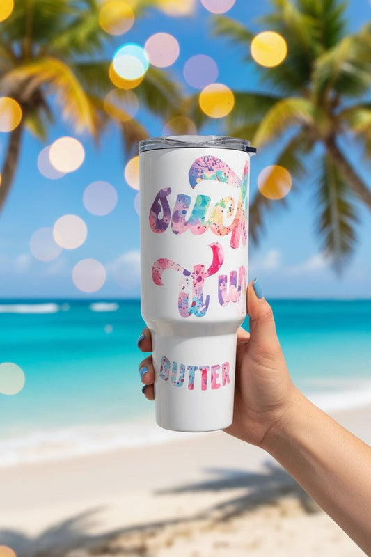 40oz “Suck It Up Buttercup” Tumbler – Colorful Watercolor Design | Motivational Travel Cup The Bargains Basement