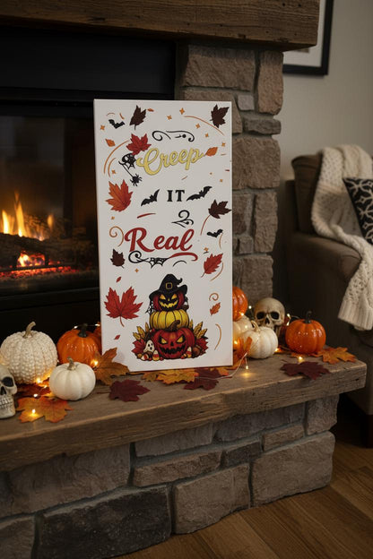 12×24 “Creep It Real” Canvas Sign – Fall & Halloween Wall Decor The Bargains Basement