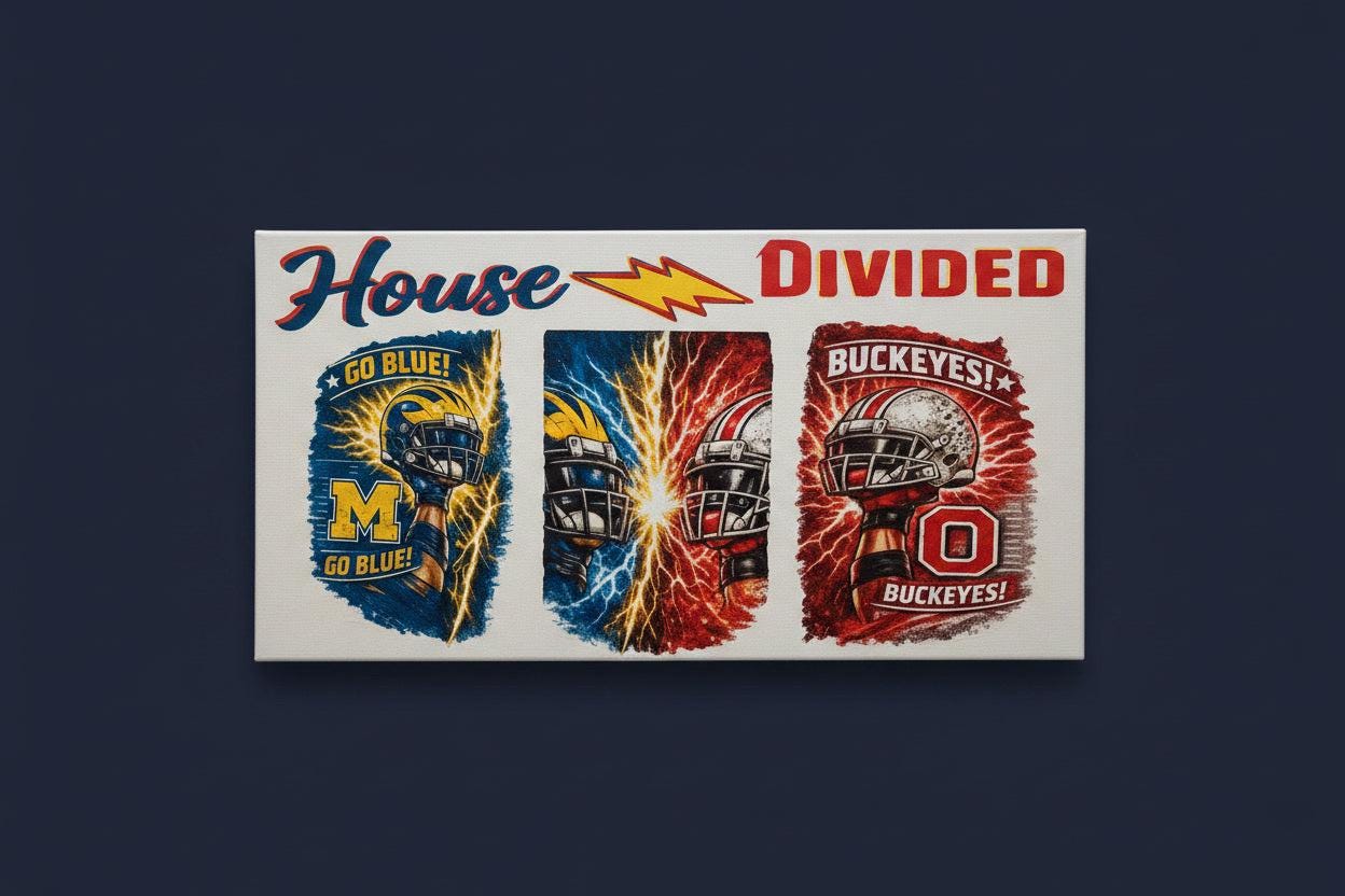 House Divided Michigan Wolverines vs Ohio State Buckeyes Canvas Sign The Bargains Basement