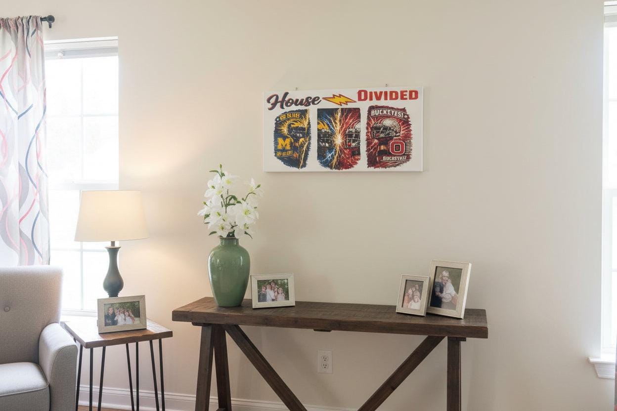 House Divided Michigan Wolverines vs Ohio State Buckeyes Canvas Sign The Bargains Basement