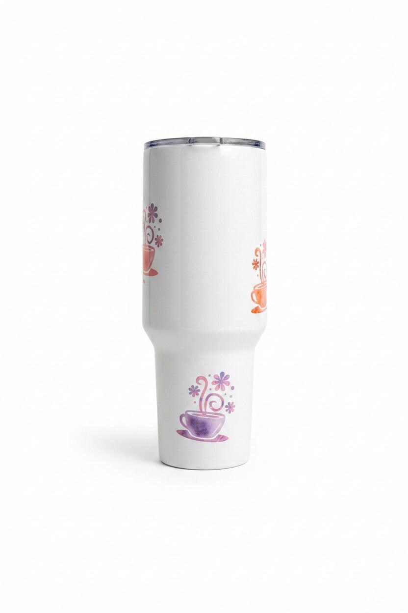 40oz “Life Happens Coffee Helps” Travel Tumbler – Handmade & Vibrant Desig The Bargains Basement