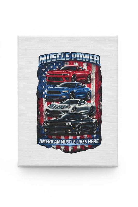 MUSCLE POWER – 8×10 American Muscle Car Canvas | Garage Wall Art | Automotive Decor The Bargains Basement