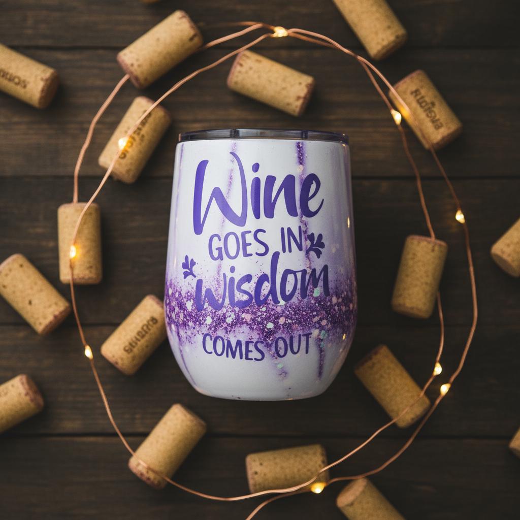 Purple Glitter Wine Tumbler, Insulated Stainless Steel The Bargains Basement