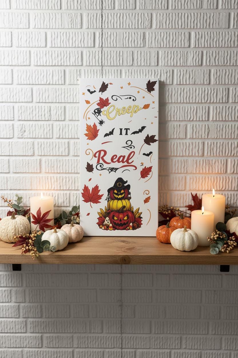 12×24 “Creep It Real” Canvas Sign – Fall & Halloween Wall Decor The Bargains Basement