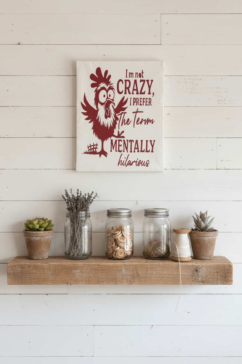 I'm Not Crazy, I Prefer The Term Mentally Hilarious – Funny Chicken Vinyl Sign - The Bargains BasementI'm Not Crazy, I Prefer The Term Mentally Hilarious – Funny Chicken Vinyl Sign