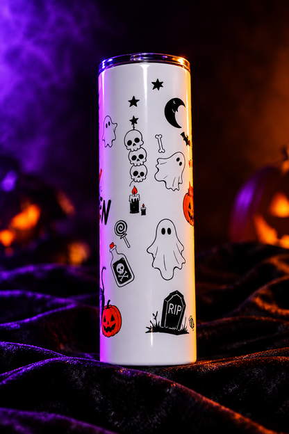Happy Halloween 20oz Skinny Tumbler – Handmade Halloween Drinkware The Bargains Basement