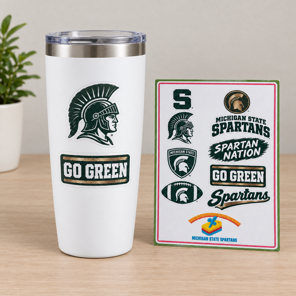 Michigan State Spartans Vinyl Sticker Sheet – 10 Stickers The Bargains Basement
