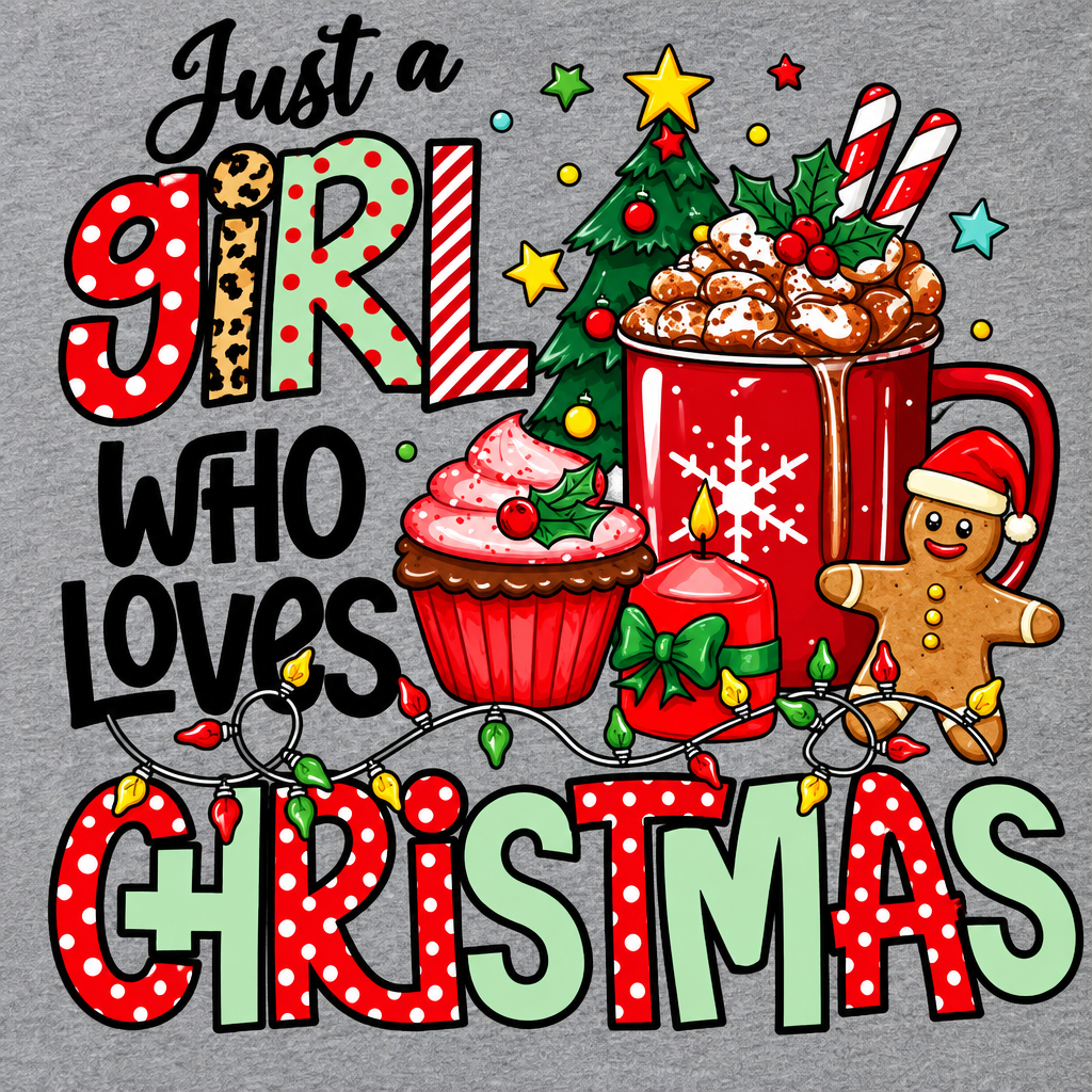 Just a Girl Who Loves Christmas T-Shirt | Size Large The Bargains Basement