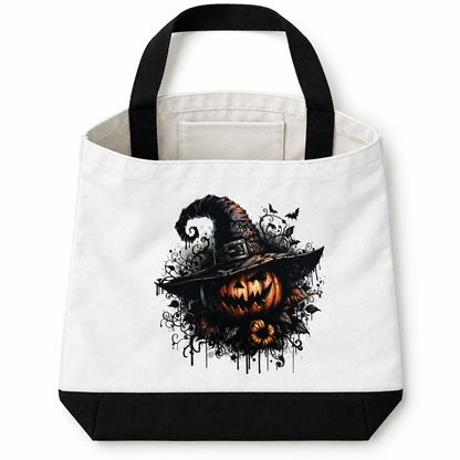 Wicked Pumpkin Witch | Halloween Canvas Tote Bag | Handmade Halloween Gift The Bargains Basement