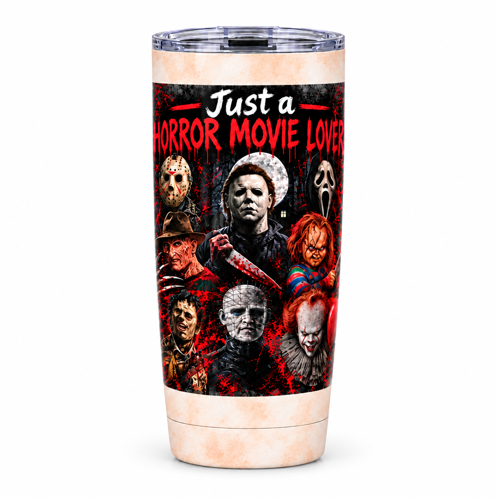Just a Horror Movie Lover Glass Tumbler | Handmade Horror Fan Gift The Bargains Basement