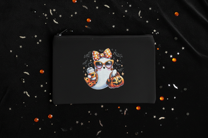 Glam Ghost Halloween Canvas Zipper Pouch | Handmade 8x5 The Bargains Basement
