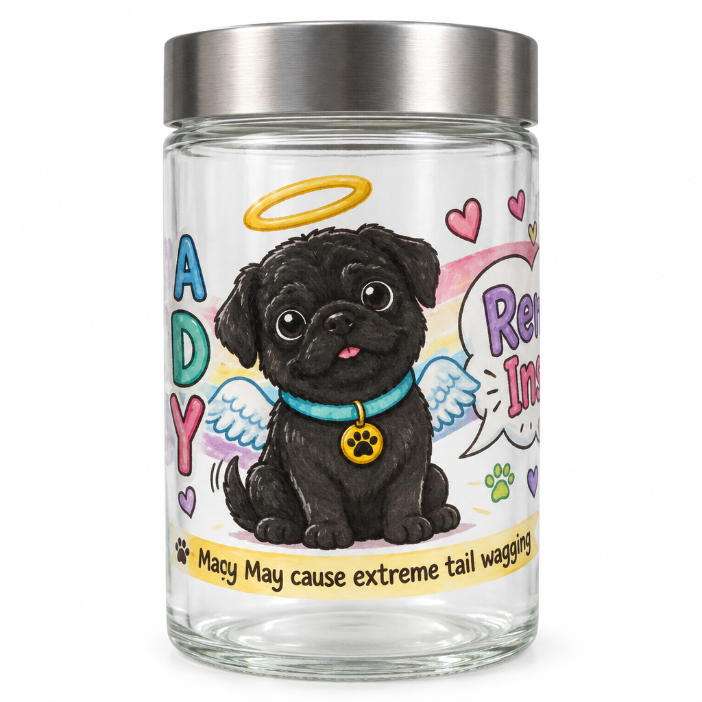 Angel Puppy Glass Dog Treat Jar with Silver Lid The Bargains Basement