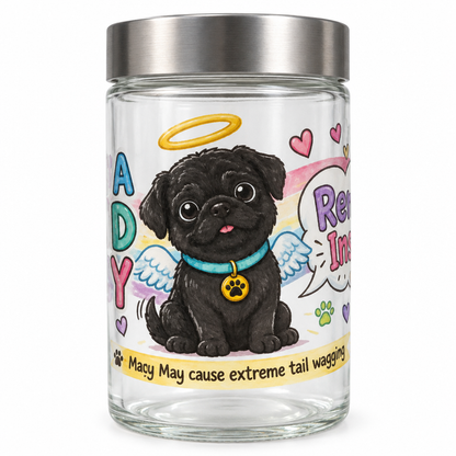Angel Puppy Glass Dog Treat Jar with Silver Lid The Bargains Basement