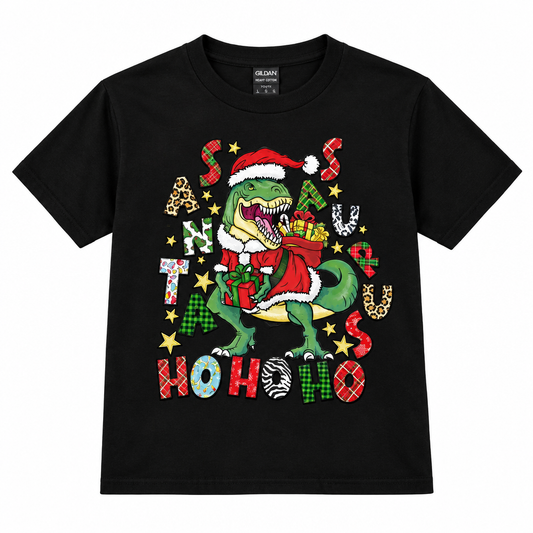 Santasaurus Rex Youth Christmas T-Shirt | Size Large The Bargains Basement