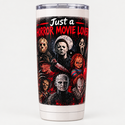Just a Horror Movie Lover Glass Tumbler | Handmade Horror Fan Gift The Bargains Basement