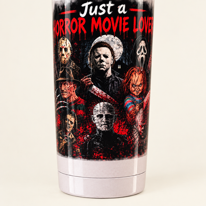 Just a Horror Movie Lover Glass Tumbler | Handmade Horror Fan Gift The Bargains Basement