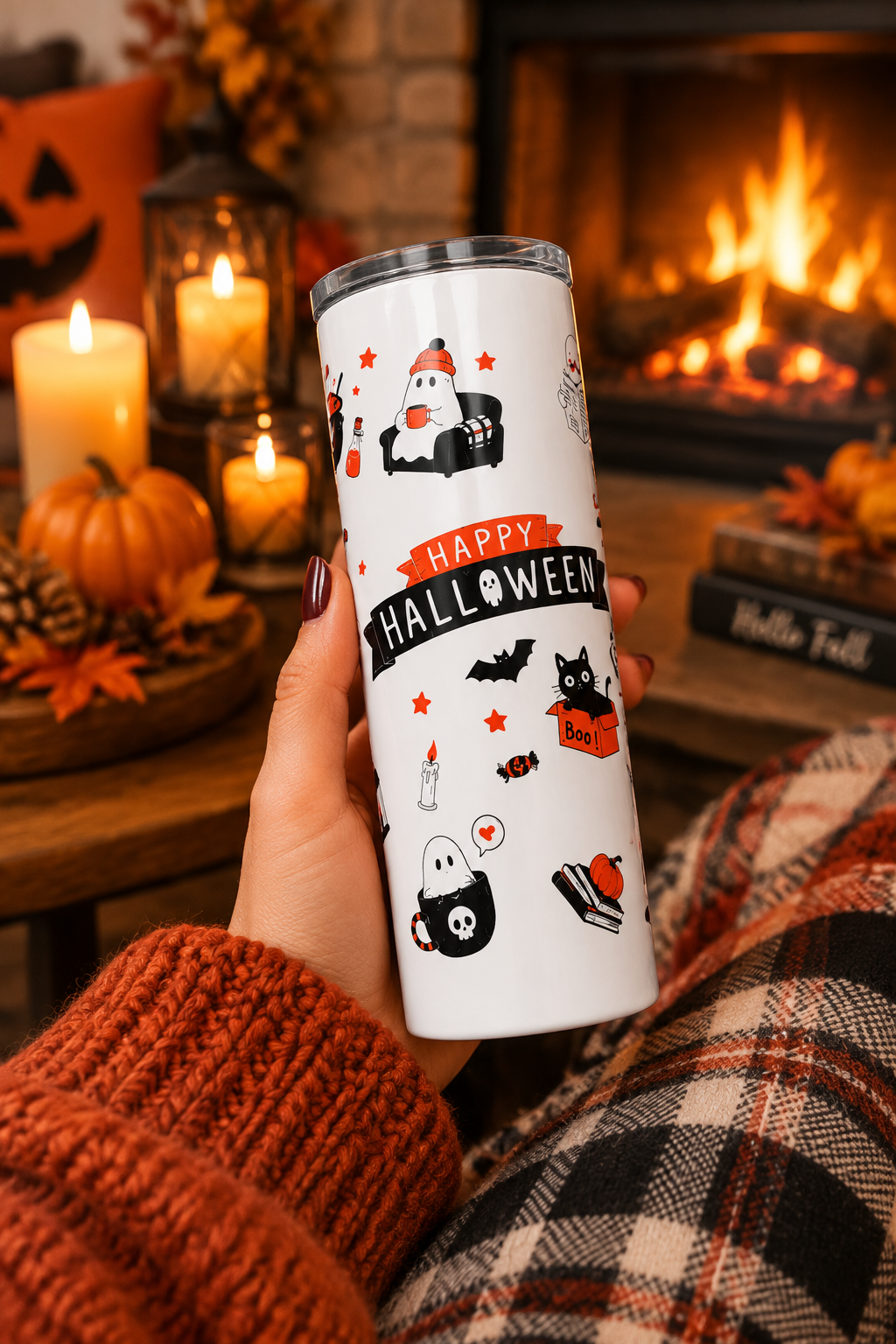 Happy Halloween Double-Sided 20oz Skinny Tumbler – Handmade Halloween Drinkware The Bargains Basement