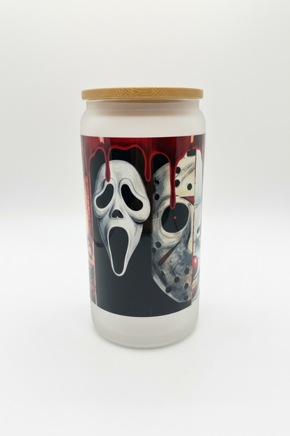 Horror Icons Glass Can Tumbler | Halloween Drinkware The Bargains Basement