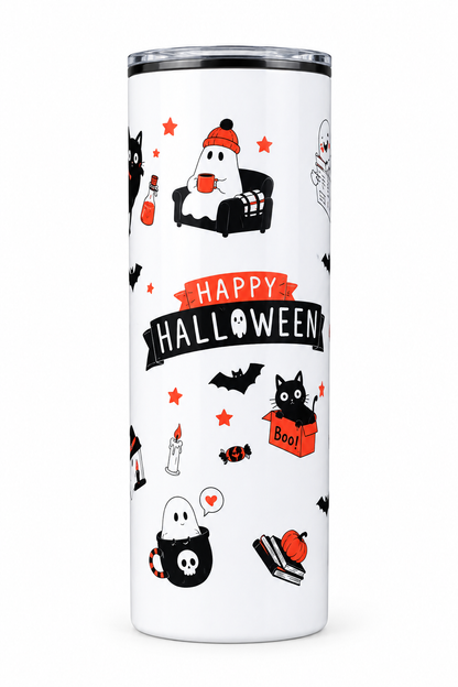 Happy Halloween Double-Sided 20oz Skinny Tumbler – Handmade Halloween Drinkware The Bargains Basement