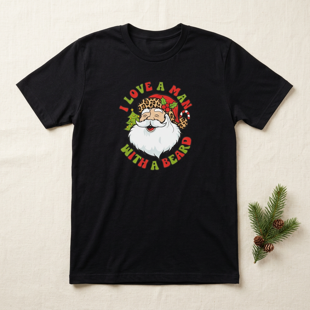 I Love a Man With a Beard Santa T-Shirt – Medium The Bargains Basement