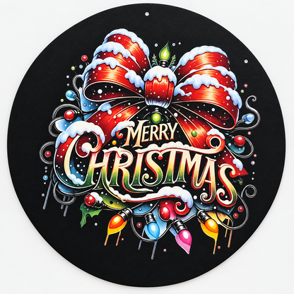 Merry Christmas Red Bow Round Sign – Festive Holiday Decor The Bargains Basement