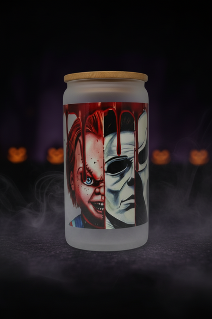 Horror Icons Glass Can Tumbler | Halloween Drinkware The Bargains Basement