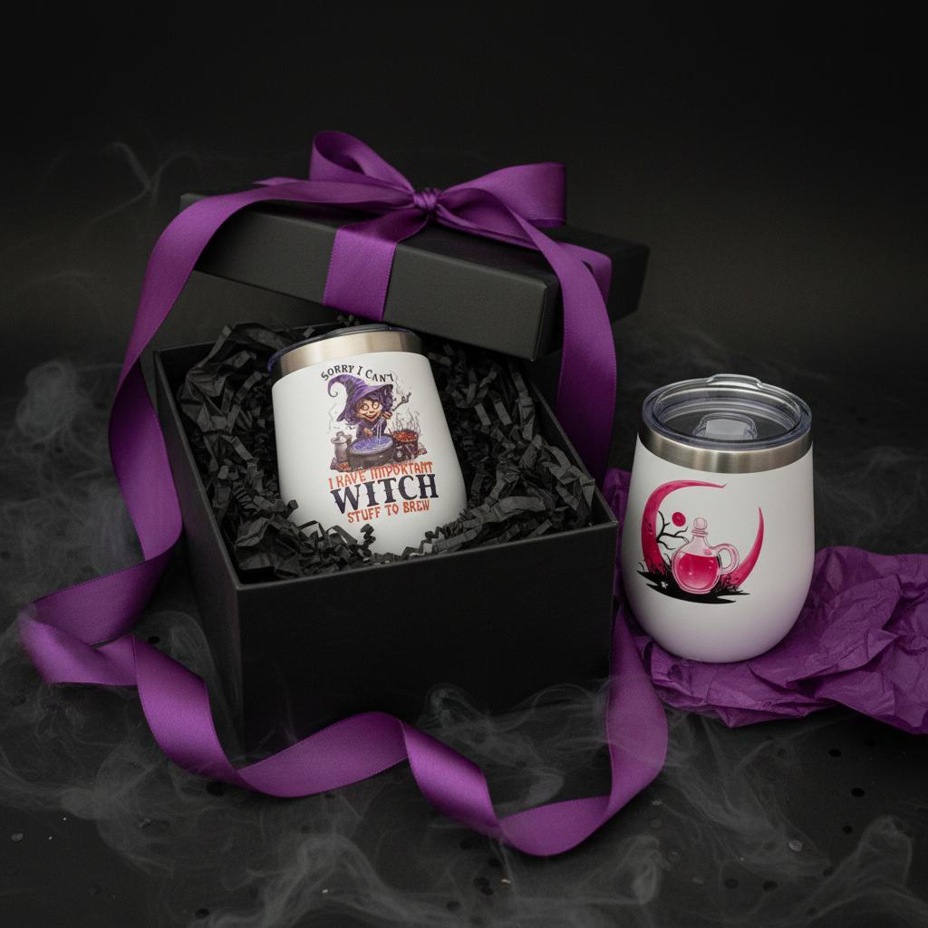 Sorry I Can't — Witch Stuff to Brew | Double-Sided Halloween Wine Tumbler The Bargains Basement