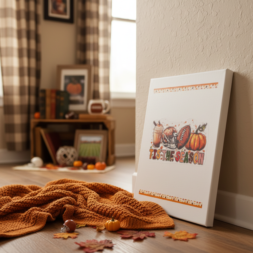 Tis The Season – Handmade 8x10x1 Fall Football Canvas Sign The Bargains Basement
