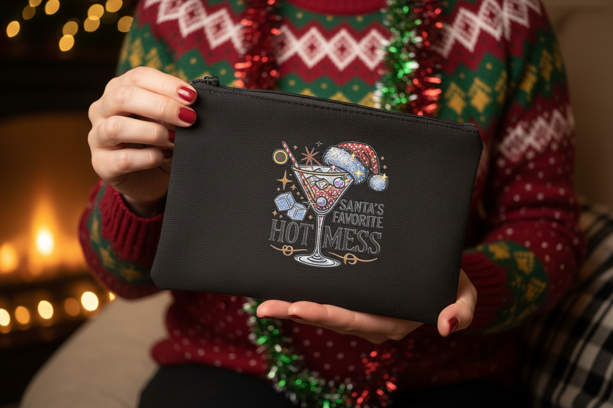 Santa's Favorite Hot Mess Canvas Zipper Pouch The Bargains Basement