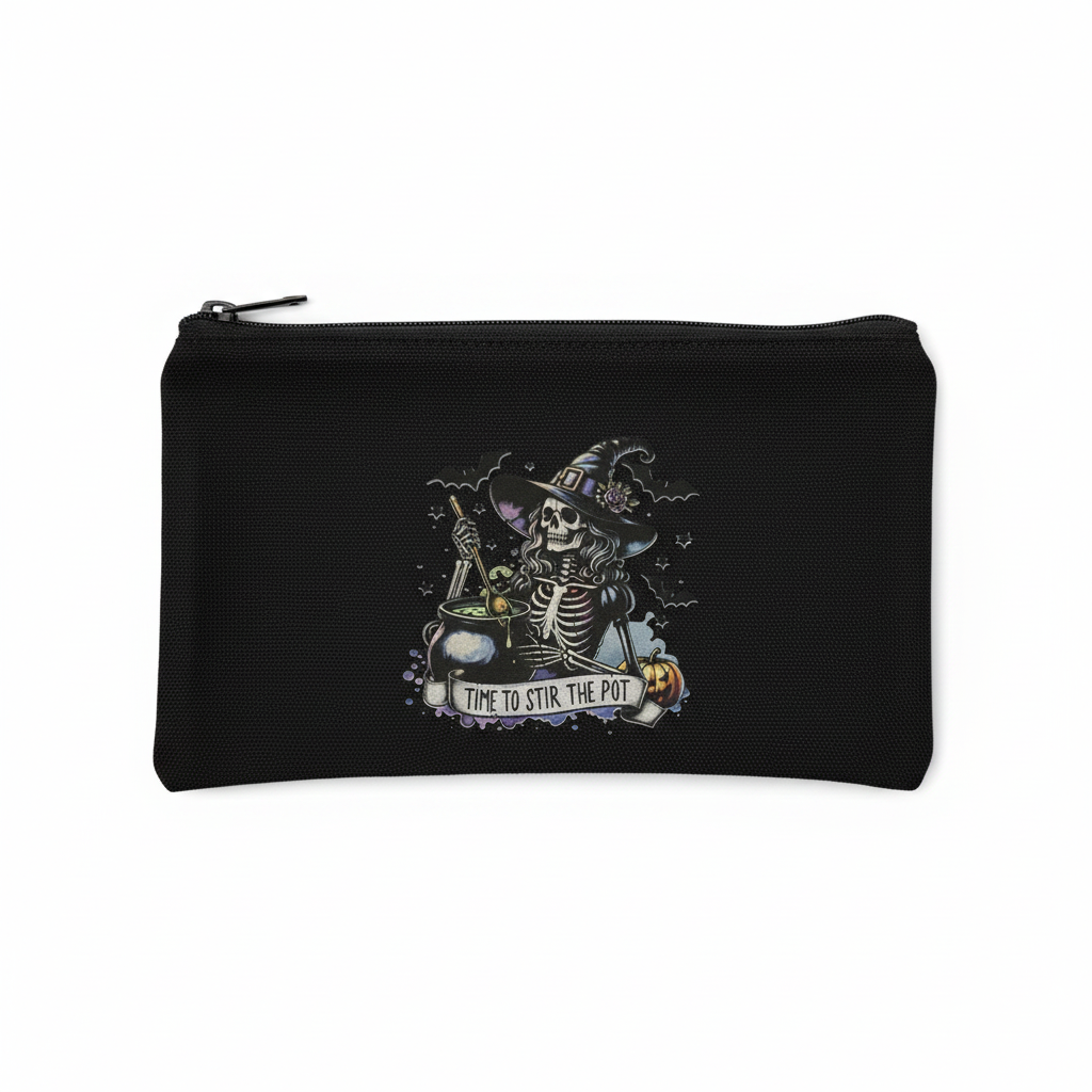 Time to Stir the Pot Skeleton Witch Zipper Pouch The Bargains Basement