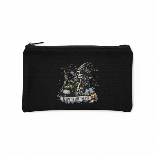 Time to Stir the Pot Skeleton Witch Zipper Pouch The Bargains Basement