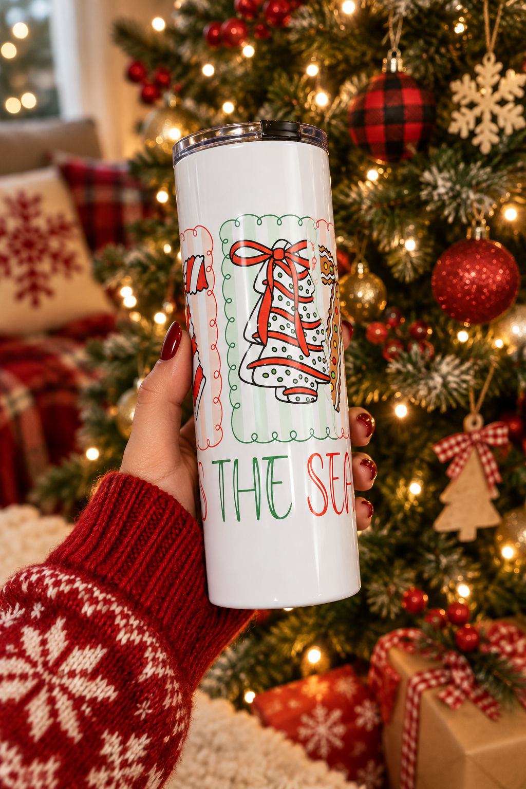 Tis the Season 20oz Skinny Christmas Tumbler – Handmade Holiday Drinkware The Bargains Basement