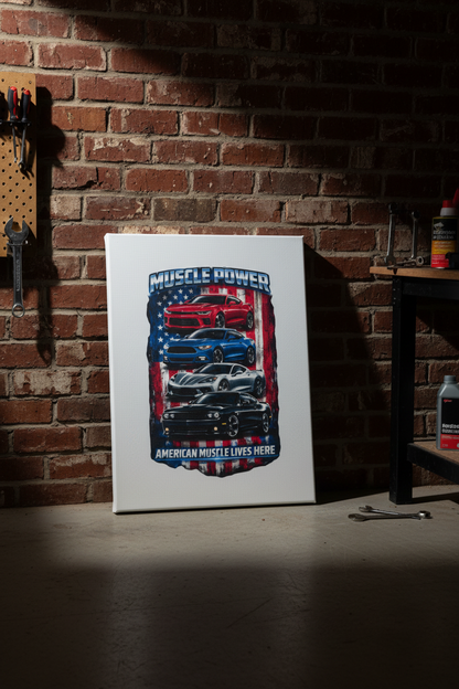 Muscle Power American Muscle Cars 8x10 Canvas Sign The Bargains Basement