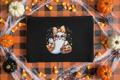 Glam Ghost Halloween Canvas Zipper Pouch | Handmade 8x5 The Bargains Basement