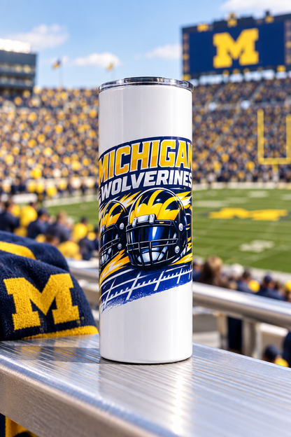 Michigan Wolverines 20oz Skinny Tumbler – Handmade Football Fan Drinkware The Bargains Basement