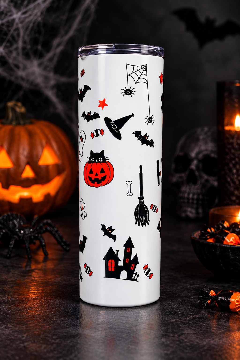 Happy Halloween 20oz Skinny Tumbler – Handmade Halloween Drinkware The Bargains Basement