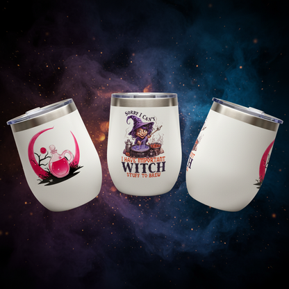 Sorry I Can't — Witch Stuff to Brew | Double-Sided Halloween Wine Tumbler The Bargains Basement