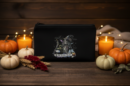 Time to Stir the Pot Skeleton Witch Zipper Pouch The Bargains Basement