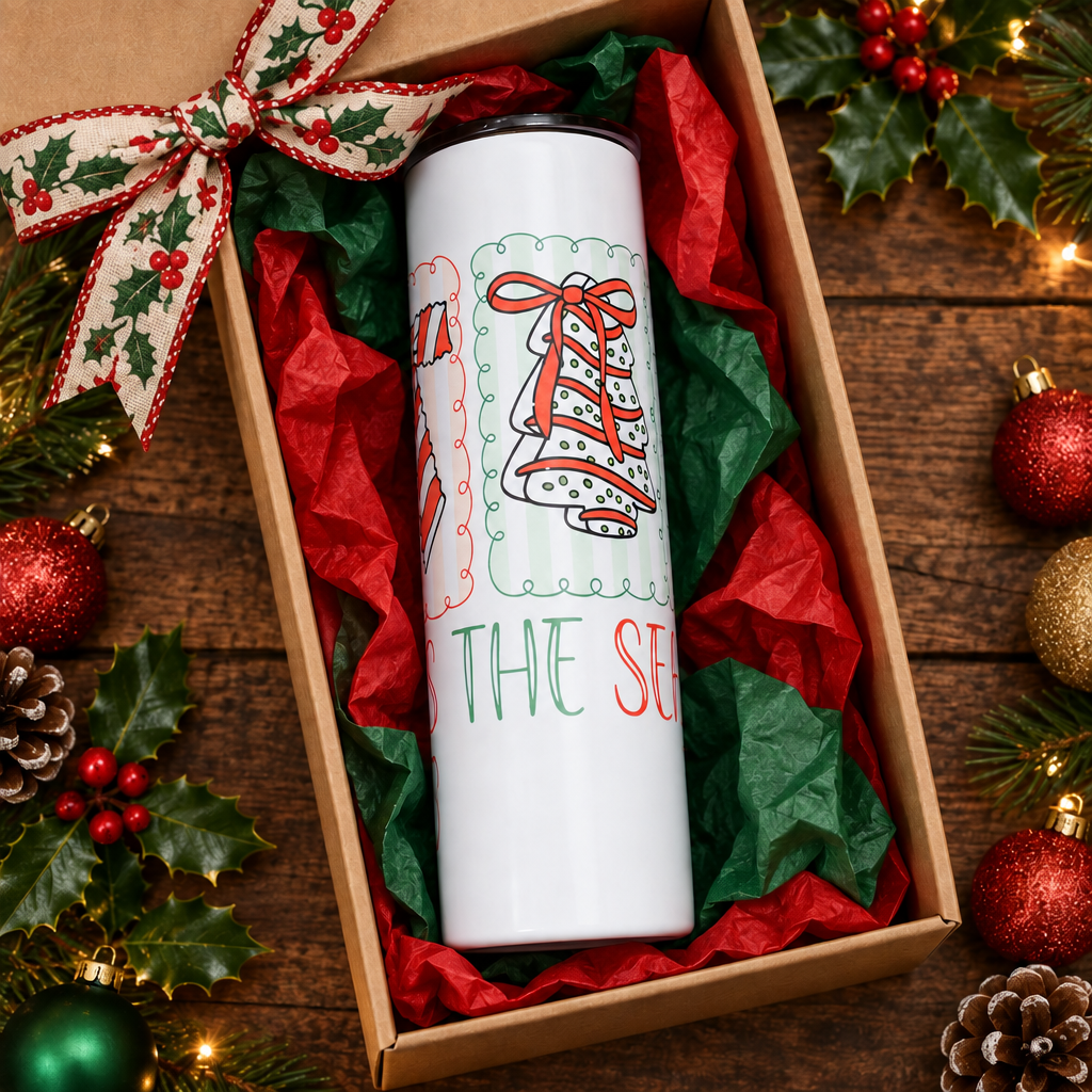Tis the Season 20oz Skinny Christmas Tumbler – Handmade Holiday Drinkware The Bargains Basement