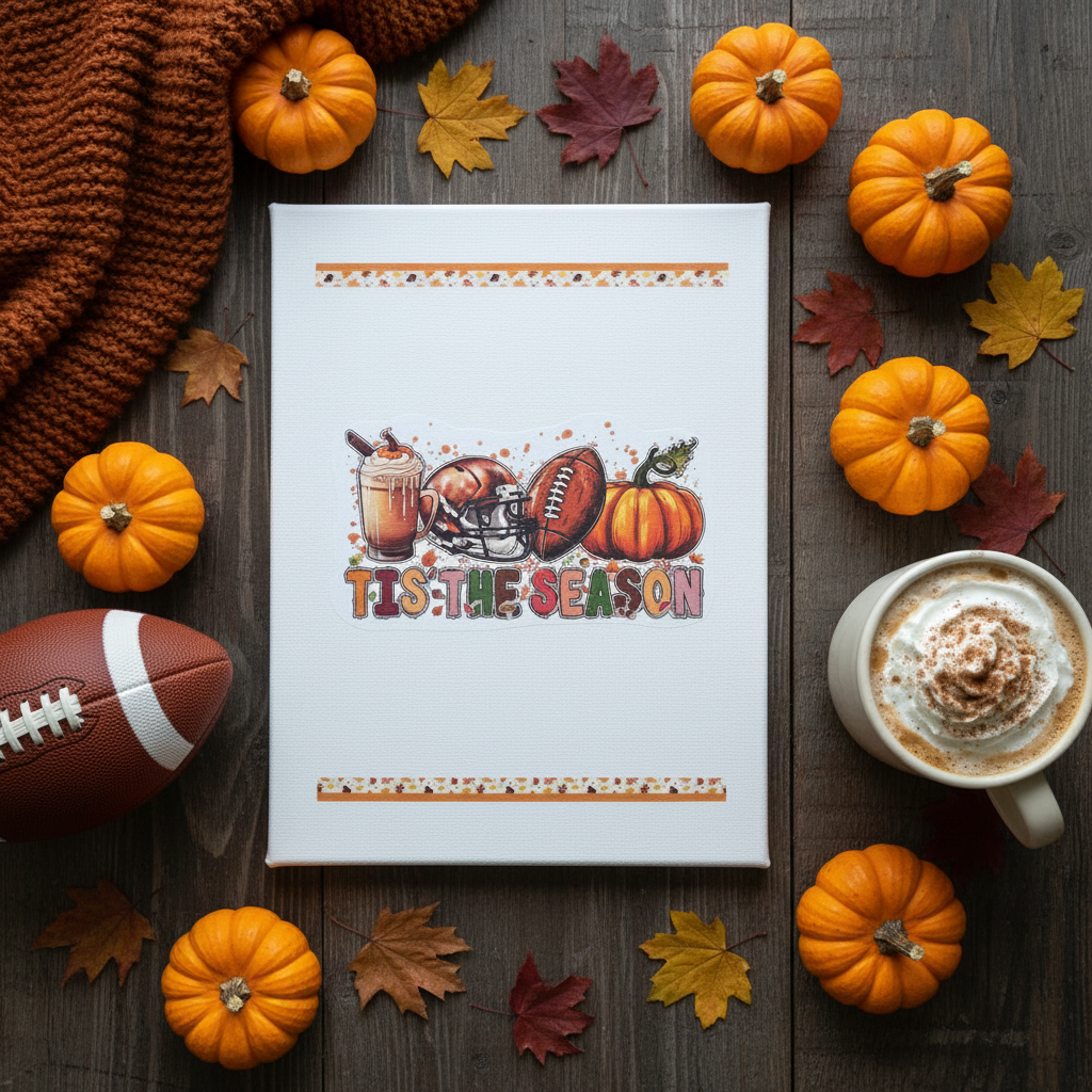 Tis The Season – Handmade 8x10x1 Fall Football Canvas Sign The Bargains Basement