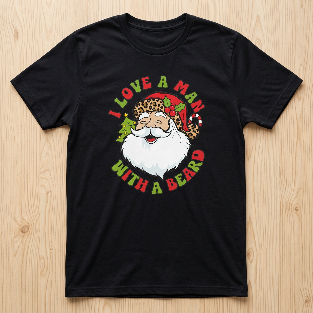 I Love a Man With a Beard Santa T-Shirt – Medium The Bargains Basement