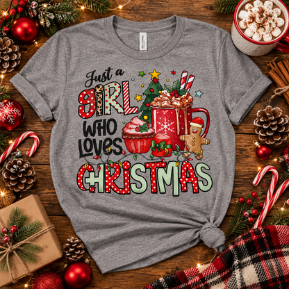 Just a Girl Who Loves Christmas T-Shirt | Size Large The Bargains Basement