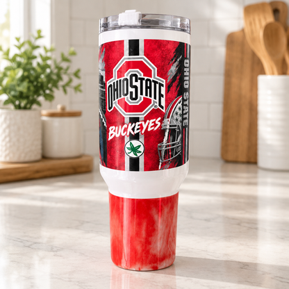 Ohio State Buckeyes 40oz Handmade Tumbler | Red & Black Game Day Cup The Bargains Basement